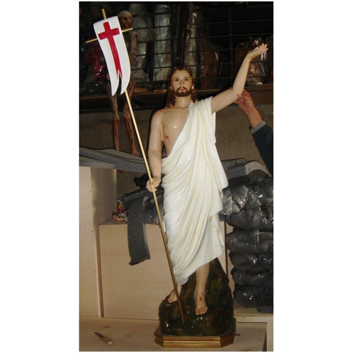 Risen Christ 60 Inch with base & flag,Risen Christ Sixty Inch with base & flag,Risen Christ with base & flag Statue,60 Inch Risen Christ with base & flag Statue