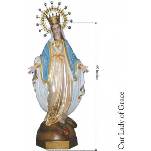 Lady of Grace 60 Inch fancy,Lady of Grace Sixty Inch fancy,Lady of Grace fancy Virgins Statue,60 Inch Lady of Grace fancy Statue,Sixty Inch Lady of Grace fancy Statue