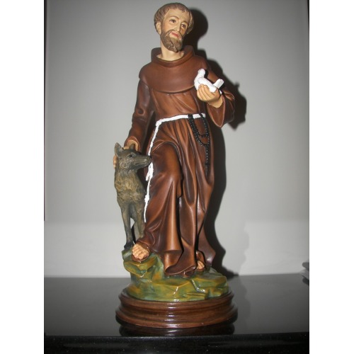 St. Francis 18 Inch with wolf, St. Francis Eighteen Inch Statue, St. Francis with wolf Saint Statue, 18 Inch St. Francis Statue, Eighteen Inch St. Francis Statue