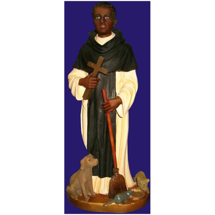 St. Martin of Porres 11 Inch, St. Martin of Porres Eleven Inch, St. Martin of Porres Saint Statue, 11 Inch St. Martin of Porres, Eleven Inch St. Martin of Porres Statue