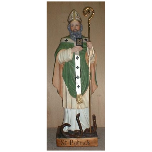 St. Patrick 60 Inch, St. Patrick Sixty Inch, St. Patrick Saint Statue, 60 Inch St. Patrick Statue, Sixty Inch St. Patrick Sain Statue 
