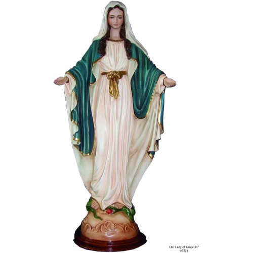 Lady of Grace 34 Inch, Lady of Grace Thirty Four Inch, Lady of Grace Virgins Statue, 34 Inch Lady of Grace Statue, Thirty Four  Inch Lady of Grace Statue
