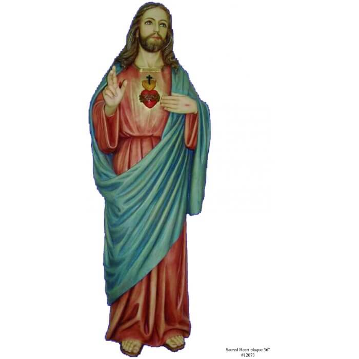 Sacred Heart 35 inch plaque, Sacred Heart Thirty Five Inch plaque, Sacred Heart plaque Statue, 35 Inch Sacred Heart plaque, Thirty Five Inch Sacred Heart plaque Statue