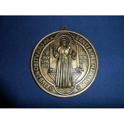 St. Benedict medallion 6 Inch, St. Benedict medallion Six Inch, St. Benedict medallion Statue, 6 Inch St. Benedict medallion, Six Inch, St. Benedict medallion Statue