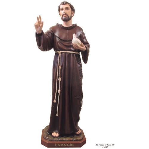 St. Francis 48 Inch with dove, St. Francis Forty Eight Inch, St. Francis with dove Statue, 48 Inch St. Francis, Forty Eight Inch St. Francis with dove Statue