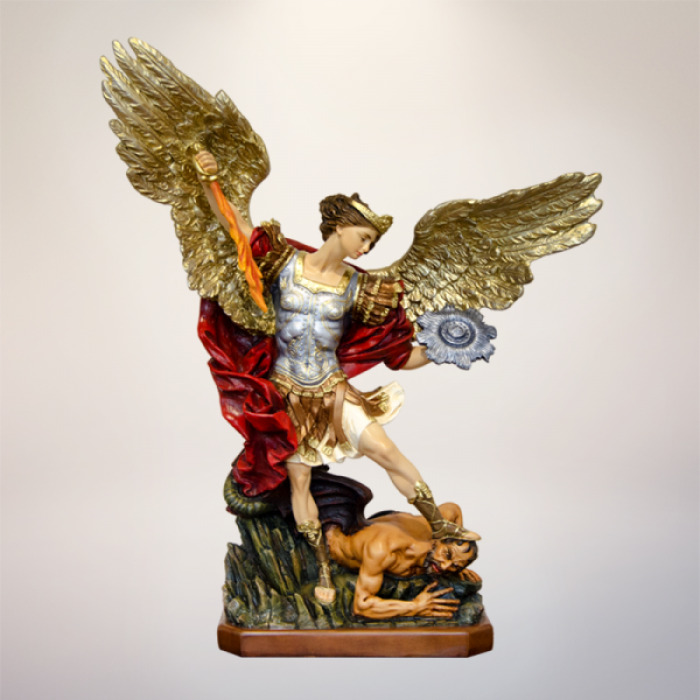 Twenty Eight Inch St. Michael Archangel Statue with devil | Fiat Imports