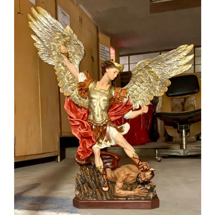 St. Michael Archangel 28 Inch With devil, St. Michael Archangel Twenty Eight Inch, St. Michael Archangel Angel Statue  with devil , 28 Inch St. Michael Archangel, Twenty Eight Inch St. Michael Archangel Statue  with devil