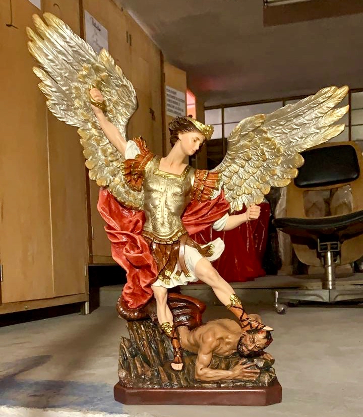Twenty Eight Inch St. Michael Archangel Statue with devil | Fiat Imports